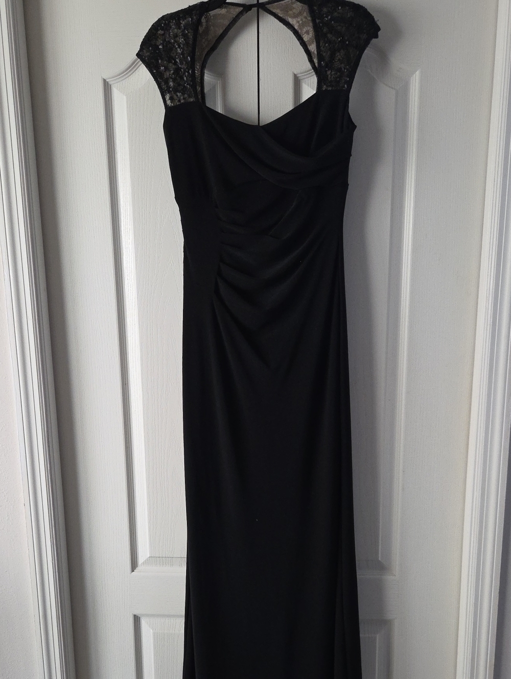 Lauren Ralph Lauren Black Maxi Dress with Lace Shoulders